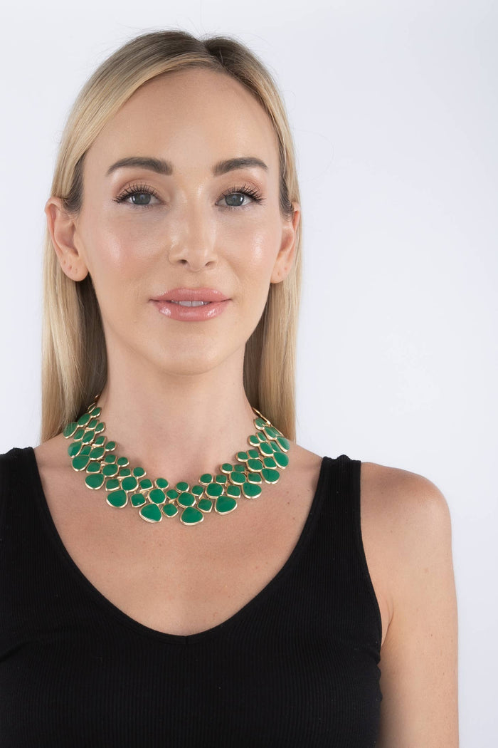 Style the Adel Green Honey Comb Necklace exclusively at Born To Glam