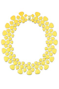 Yellow enamel segmented collar necklace with a polished gold alloy base, designed as a bold statement accessory.