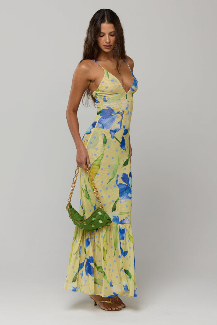 This is an image of Alejandra Dress in Solei - RESA featuring a model wearing the dress