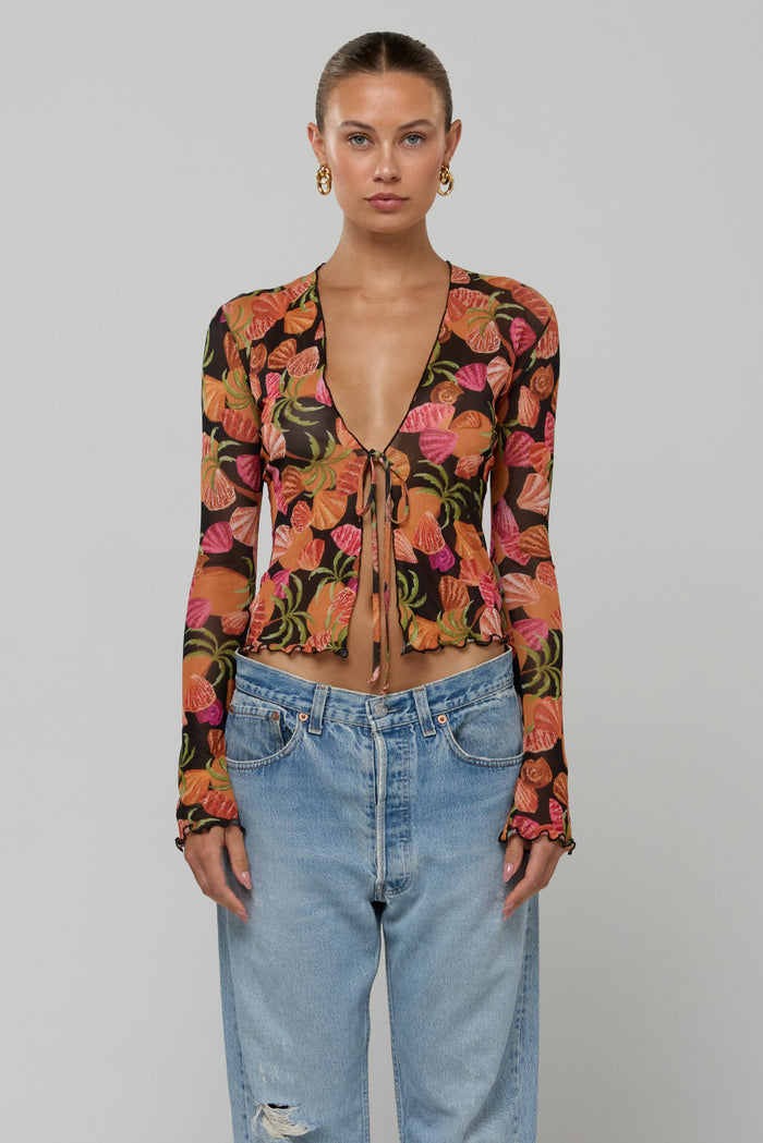 This is an image of Aliyah Mesh Top in Conch - RESA featuring a model wearing the dress