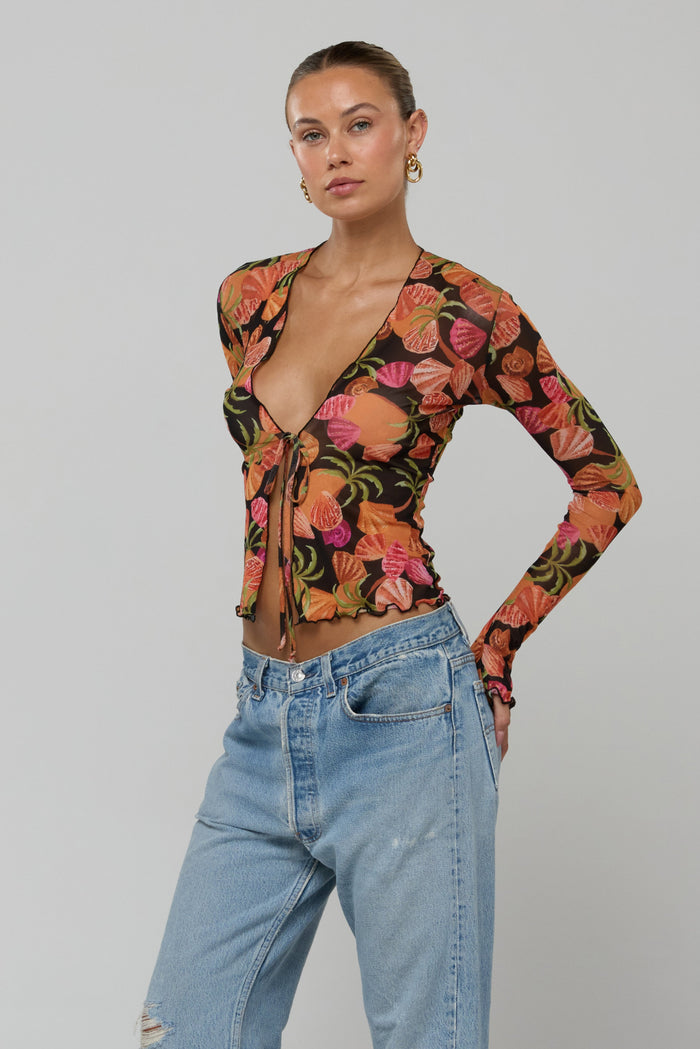 This is an image of Aliyah Mesh Top in Conch - RESA featuring a model wearing the dress