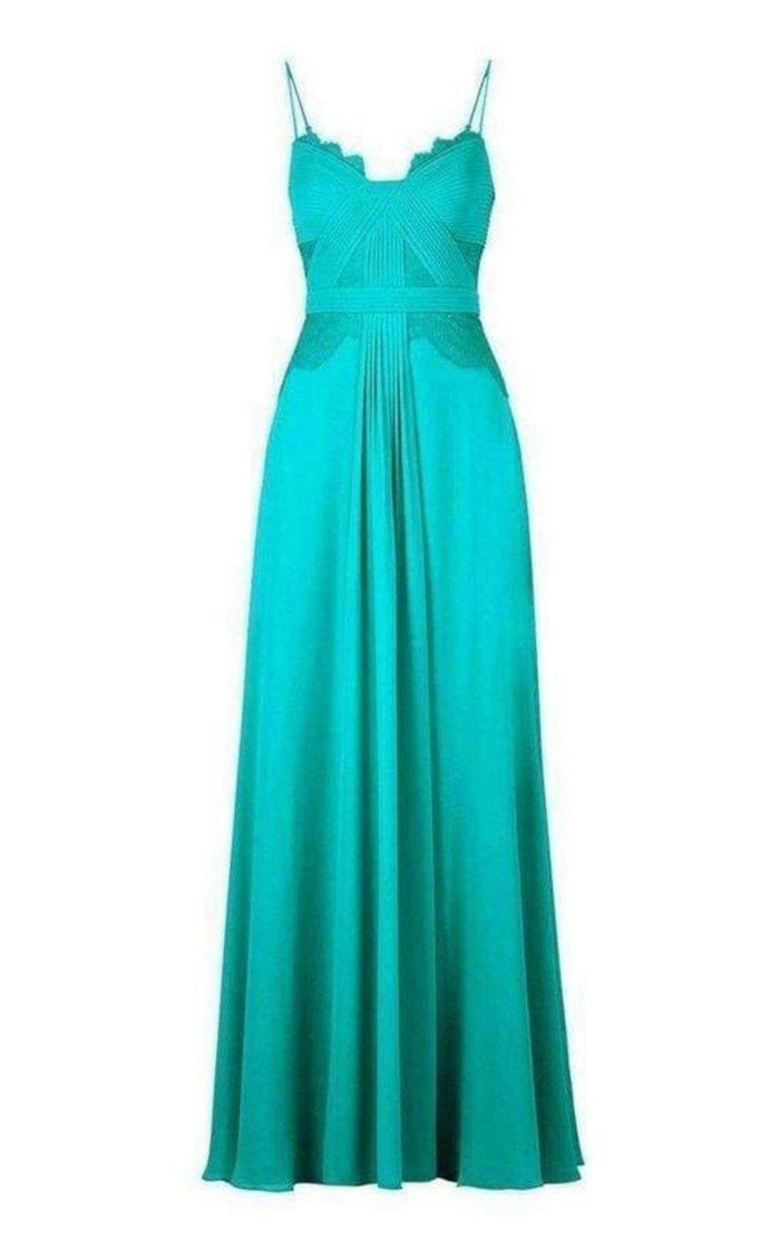 BCBGMAXAZRIA Antonea Lace Trim Pleated Gown - Runway Catalog