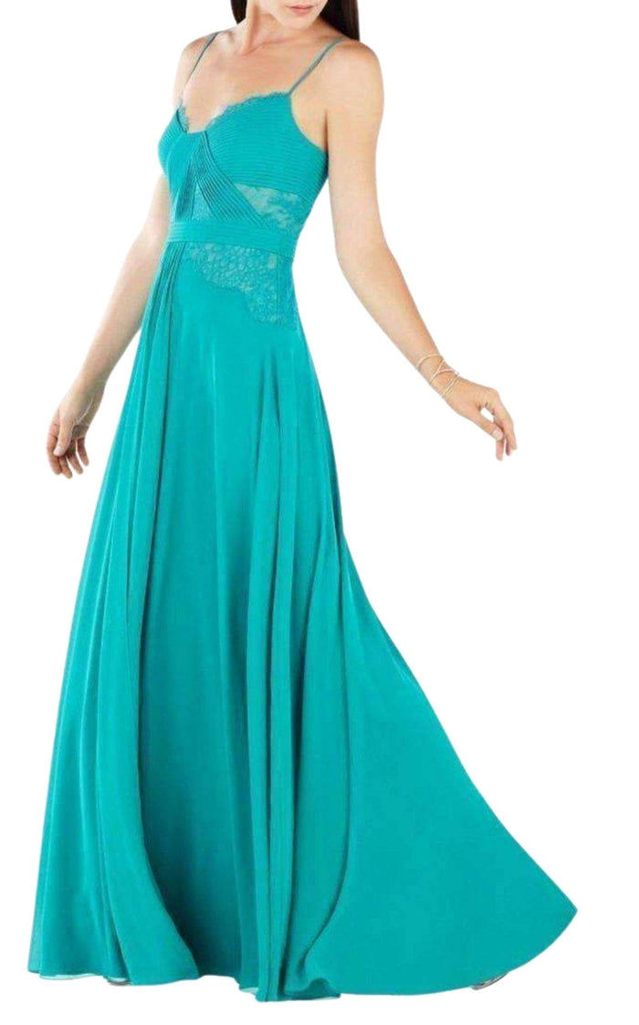 BCBGMAXAZRIA Antonea Lace Trim Pleated Gown - Runway Catalog