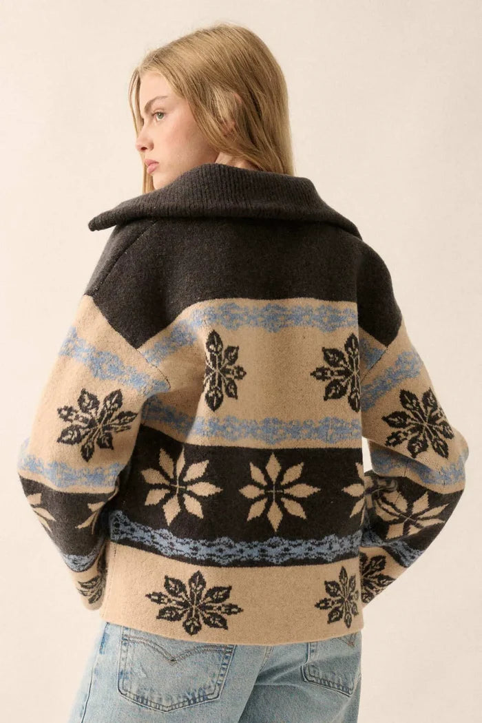 Aspen Slopes Collared Alpine-Knit Sweater - ShopPromesa