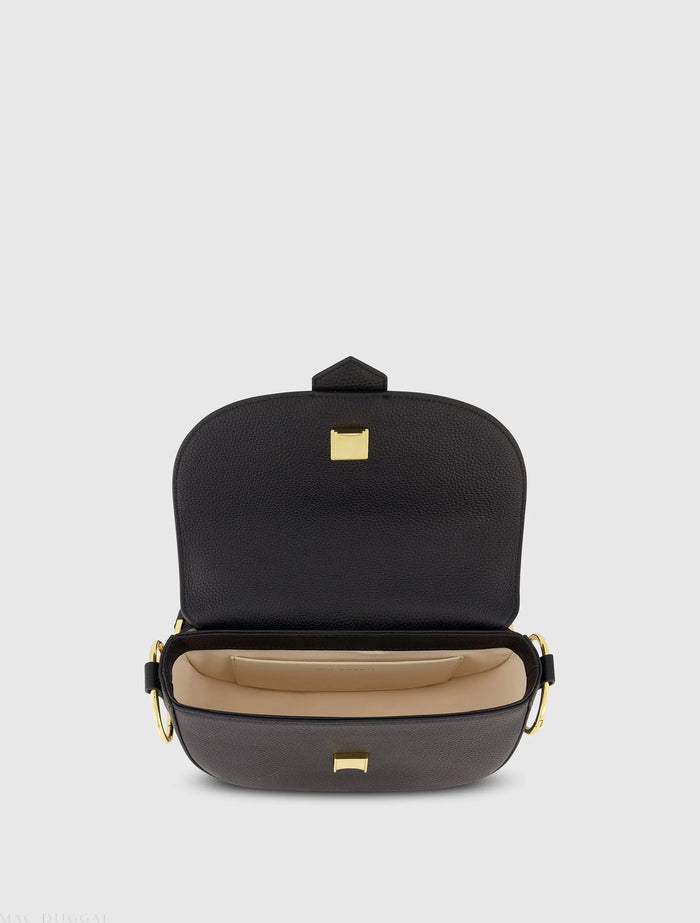 Grain Leather Saddle Bag With Gold Hardware - FINAL SALE - Mac Duggal