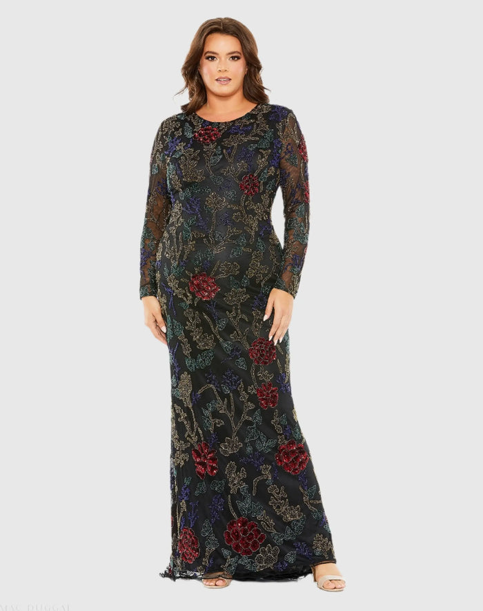 High Neck Beaded Embellished Gown - Mac Duggal