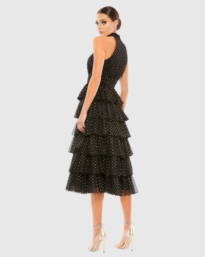 Black Layered Polka Dot Cocktail Dress - Mac Duggal
