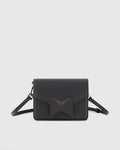 Black Mini Leather Structured Crossbody Bag - Mac Duggal