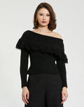 Off The Shoulder Fringe Knit Sweater - FINAL SALE - Mac Duggal