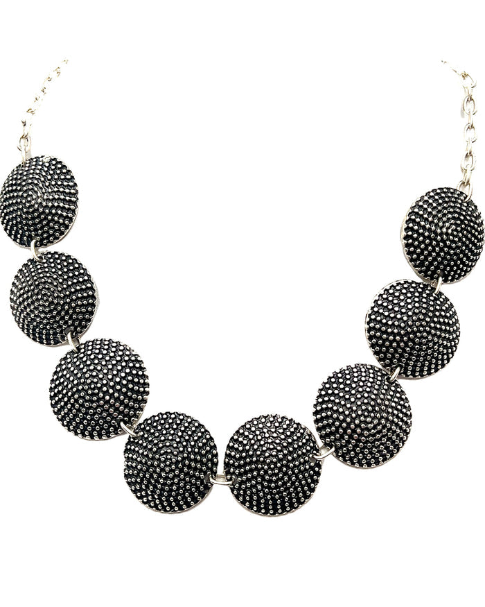 Style the Black Silver Disc Short Necklace exclusively at Born To Glam