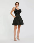 Black Strapless Oversized Bow Fit & Flare Mini Dress - Mac Duggal