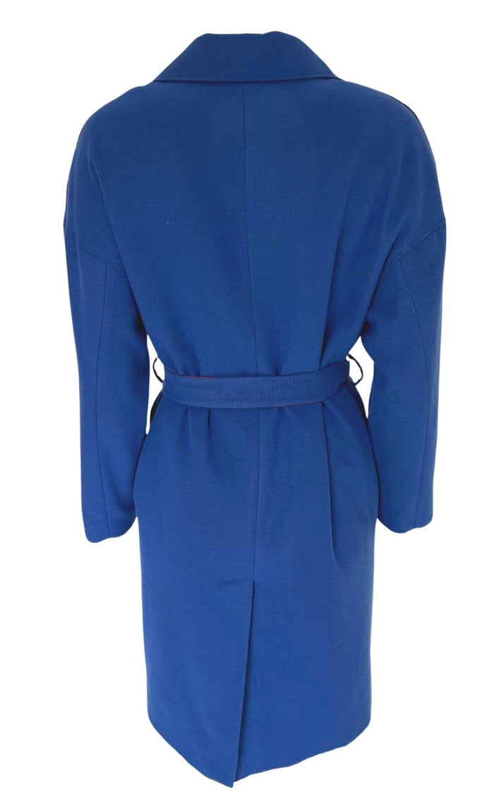 Cult Moda Blue Belted Wrap Trench Coat - Runway Catalog