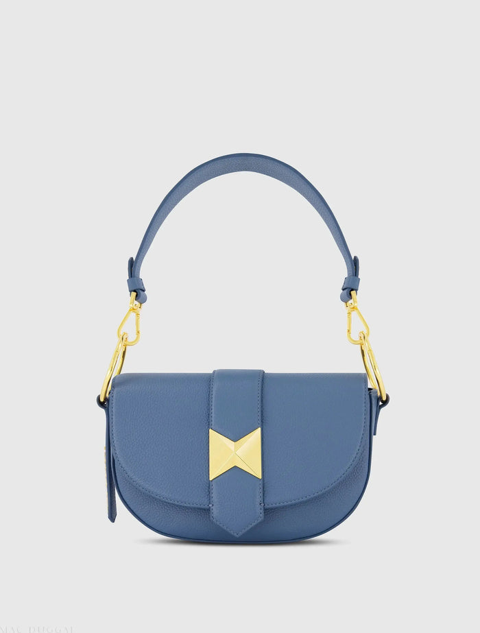 Grain Leather Saddle Bag With Gold Hardware -Mac Duggal