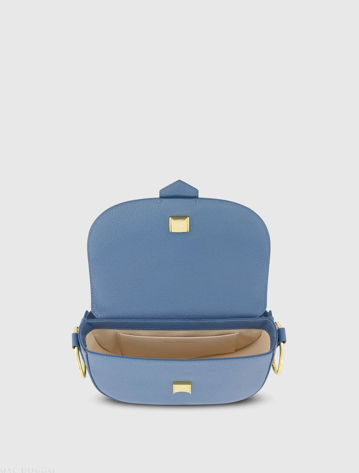Grain Leather Saddle Bag With Gold Hardware -Mac Duggal