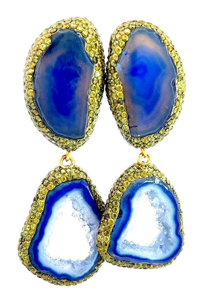 Style the Blue Hues Double Agate Sterling Silver Earring exclusively at Born To Glam