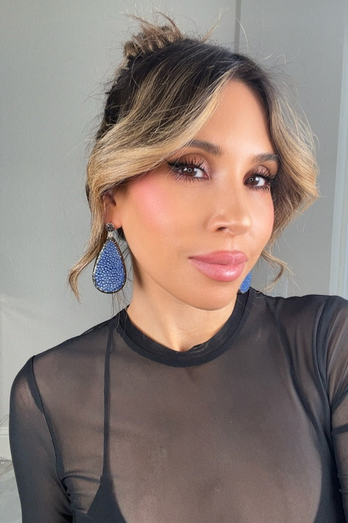 Style the Blue Shagreen Teardrop Earring exclusively at Born To Glam