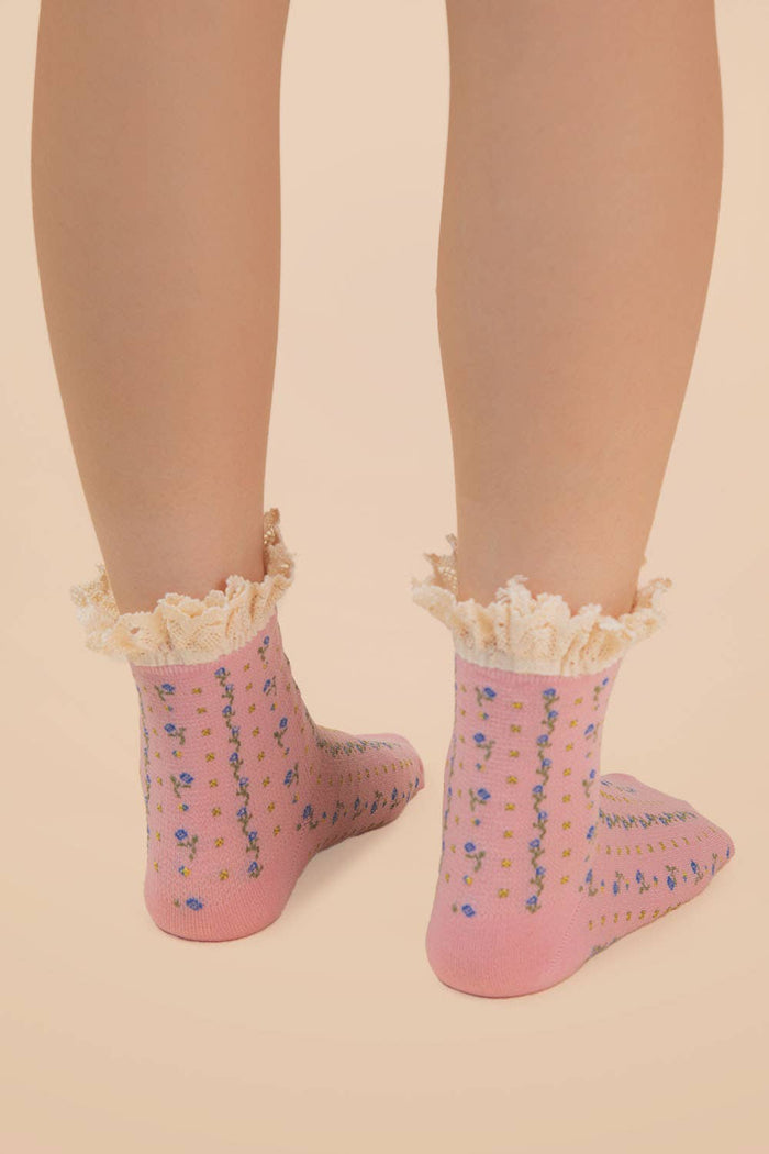 Blush Floral Lace Socks