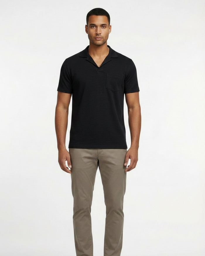 BOBBY MERINO JERSEY COLLARED SHIRT - BLACK