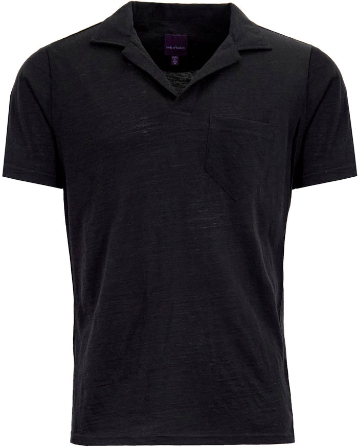 BOBBY MERINO JERSEY COLLARED SHIRT - BLACK