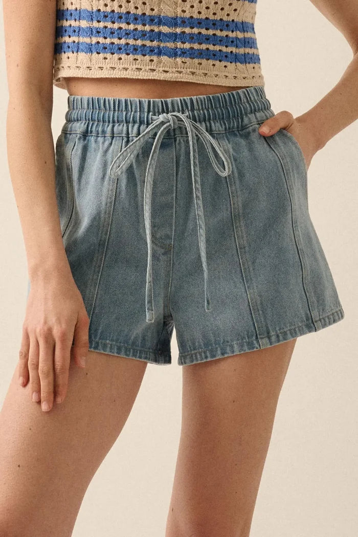Brand New Day Denim Drawstring Shorts - ShopPromesa