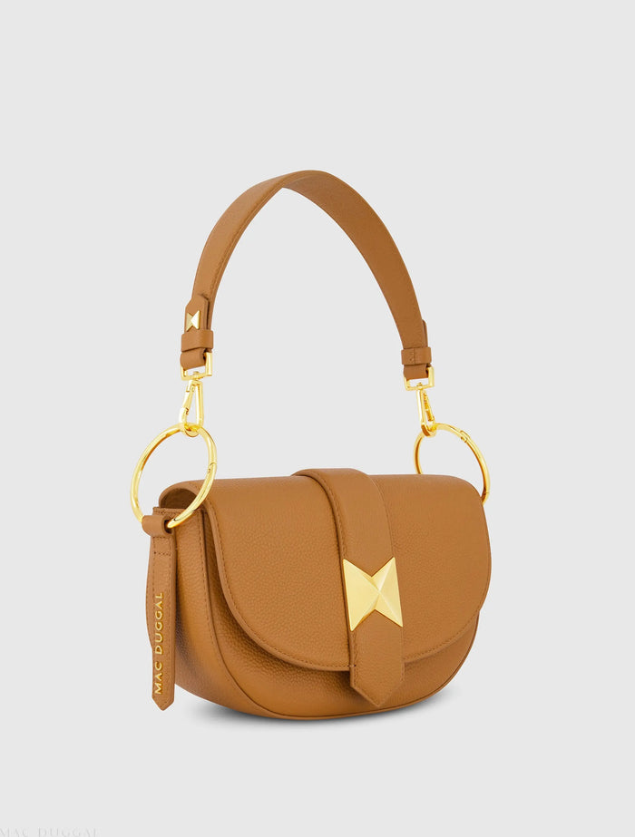 Grain Leather Saddle Bag With Gold Hardware - FINAL SALE - Mac Duggal