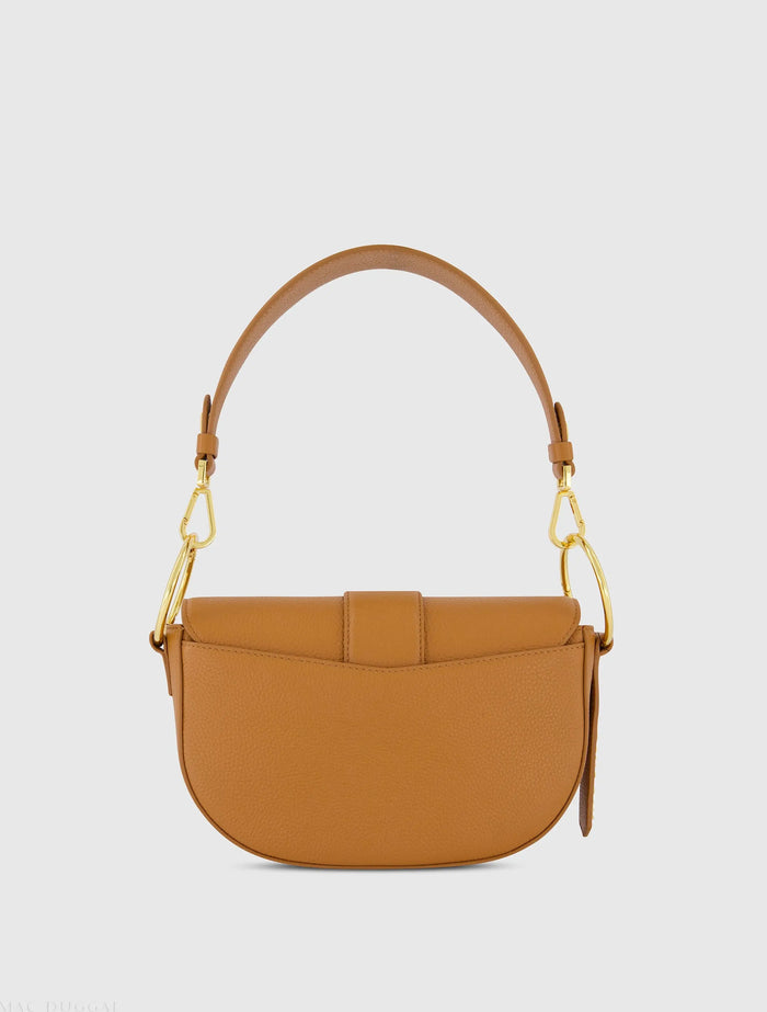 Grain Leather Saddle Bag With Gold Hardware - FINAL SALE - Mac Duggal