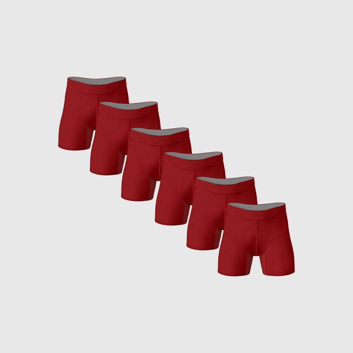 Burgundy Boxer Briefs 6-Pack
