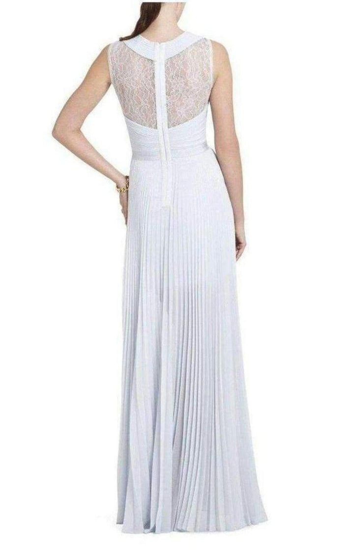 BCBGMAXAZRIA Caia Crystal Blue Chiffon Pleated Dress - Runway Catalog