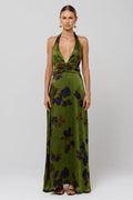 This is an image of Chelsea Dress in Evergreen - RESA featuring a model wearing the dress