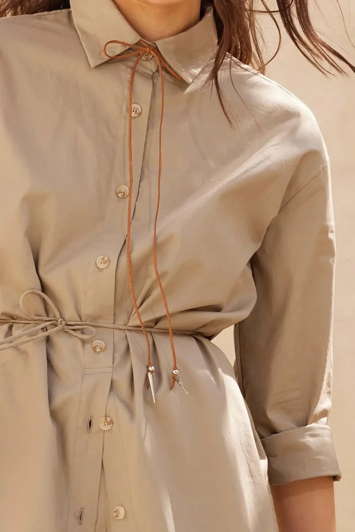Clock Watcher Cotton Button-Up Belted Shirt Romper - ShopPromesa