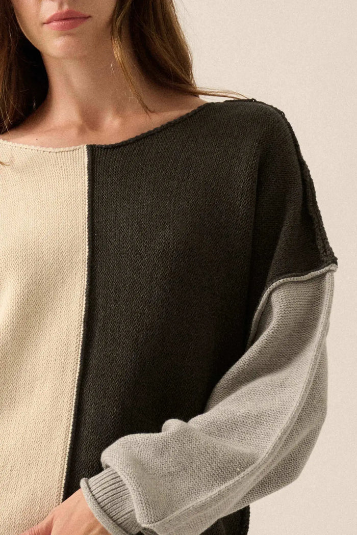 Color Scheme Colorblock Knit Boatneck Sweater - ShopPromesa