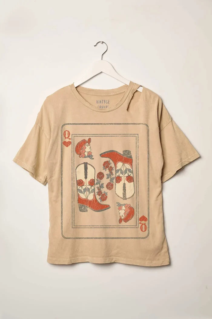 Cowgirl Queen of Hearts Slashed Graphic Tee - ShopPromesa