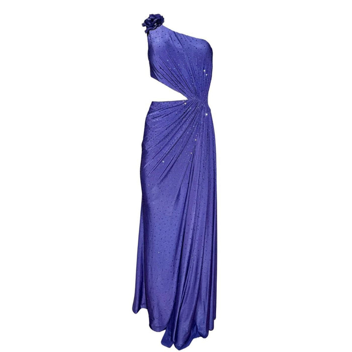 Cult Moda Crystal Embellished Cutout Blue Cocktail Dress - Runway Catalog