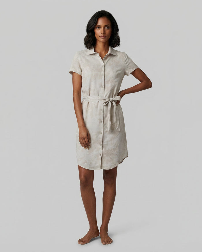 CRYSTAL PAISLEY EXPLOSION IVORY WOMENS SHIRT DRESS
