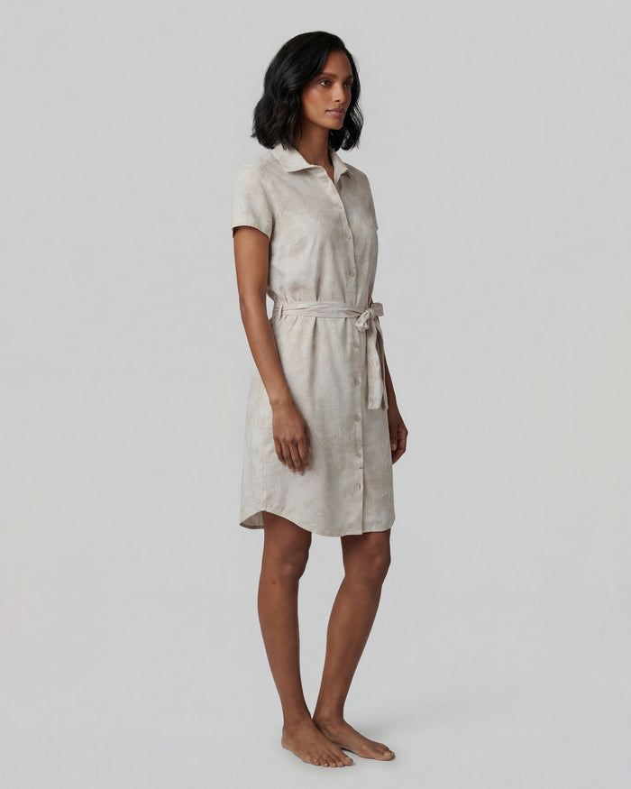 CRYSTAL PAISLEY EXPLOSION IVORY WOMENS SHIRT DRESS