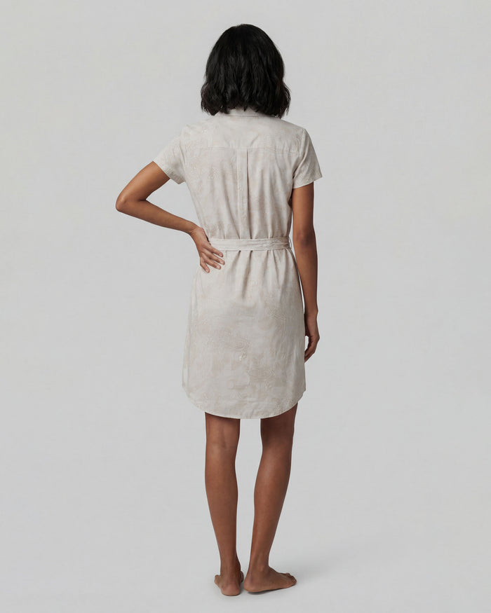 CRYSTAL PAISLEY EXPLOSION IVORY WOMENS SHIRT DRESS