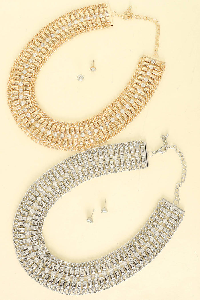 Style the Crystal Rhinestone Collar Necklace Set exclusively at Born To Glam