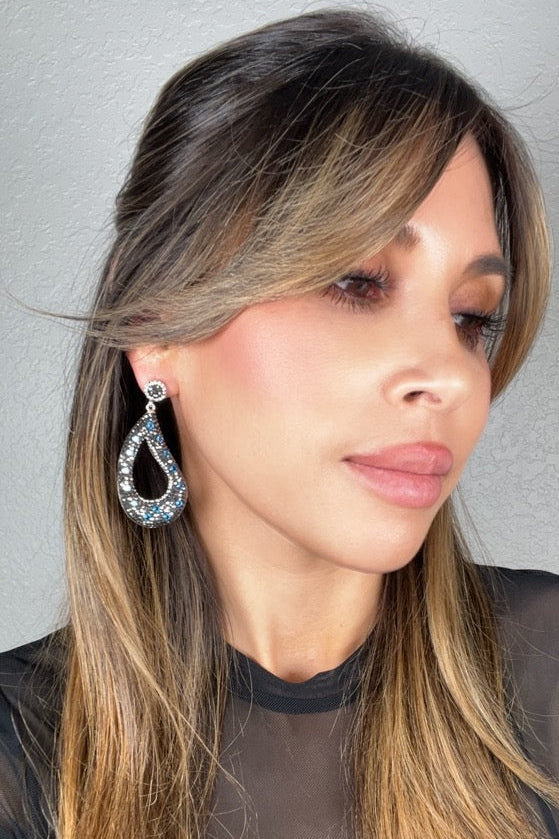 Style the Curved Open Teardrop Gemstone 925 Sterling Silver Earring exclusively at Born To Glam