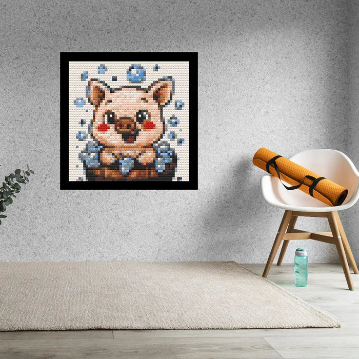 Cute Piglet Home decoration Bricked Mosaic Portrait 16x16" - Memobrick