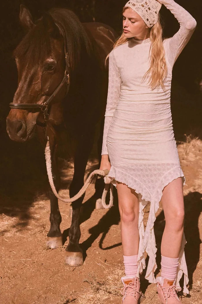 Dainty Doll Floral Lace Asymmetrical Mini Dress - ShopPromesa