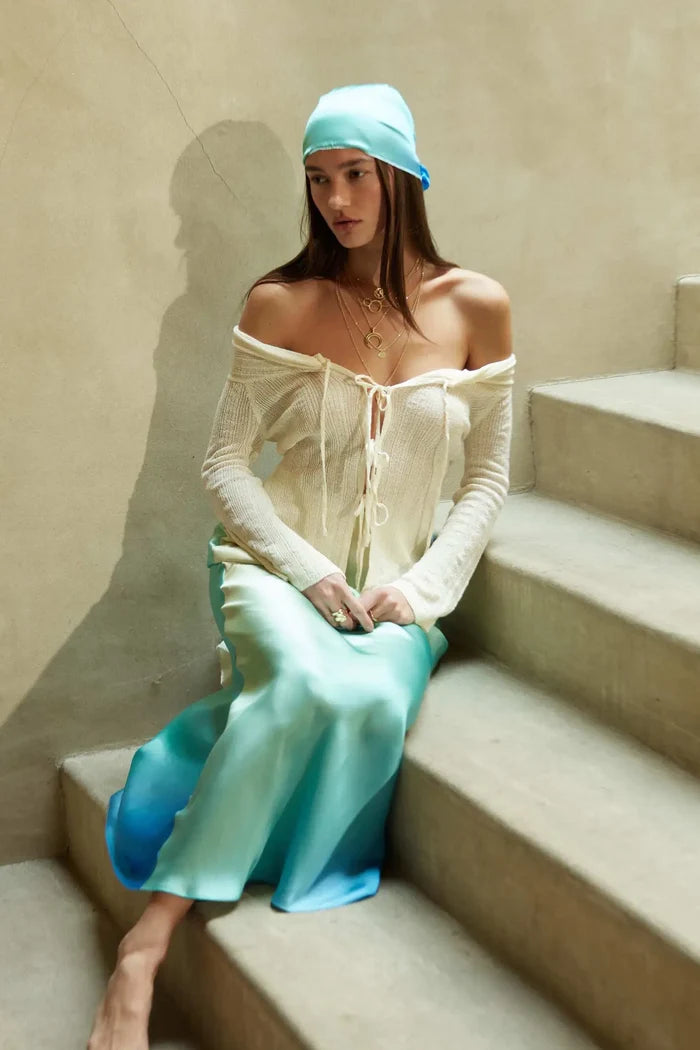 Dear Diary Off-Shoulder Tie-Front Cardigan - ShopPromesa