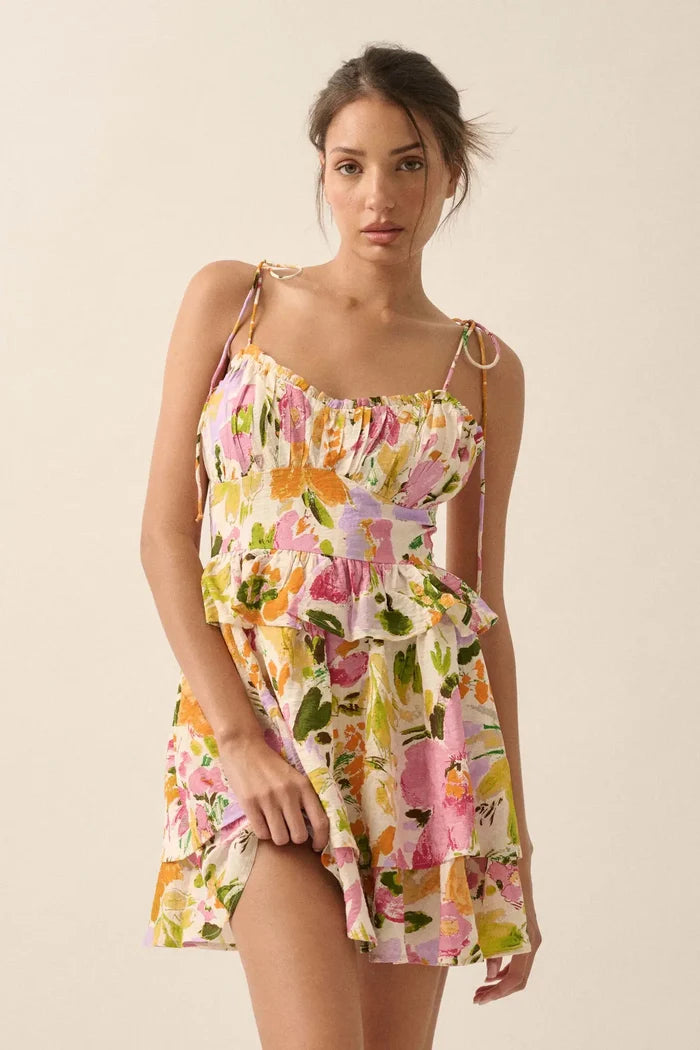 Delightful Dawn Floral Tiered Ruffle Mini Dress - ShopPromesa