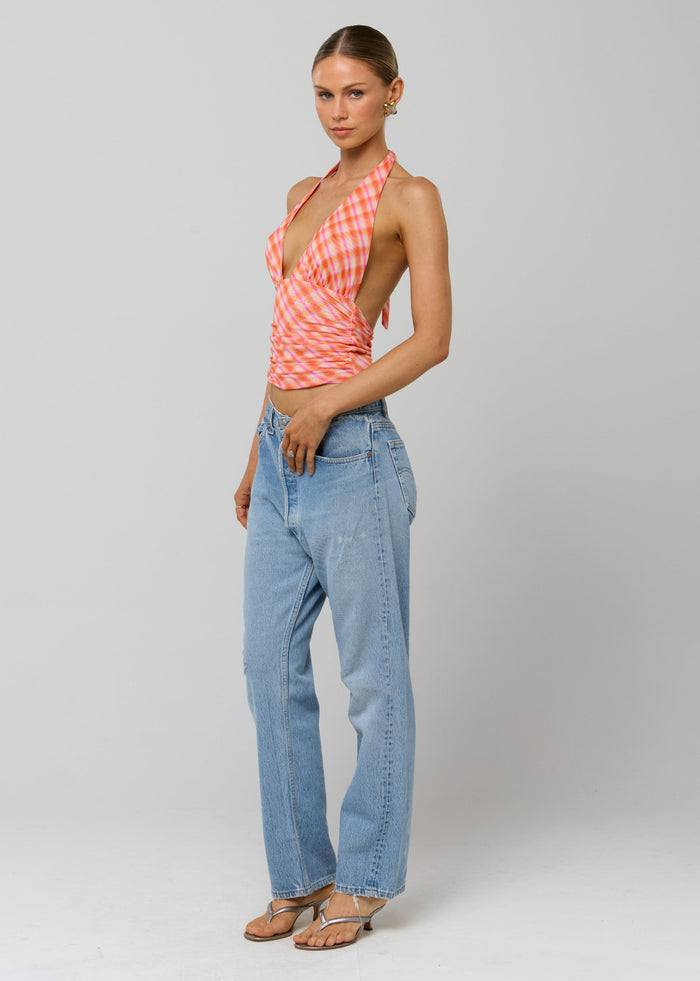This is an image of Dena Top in Sorbet - RESA featuring a model wearing the dress
