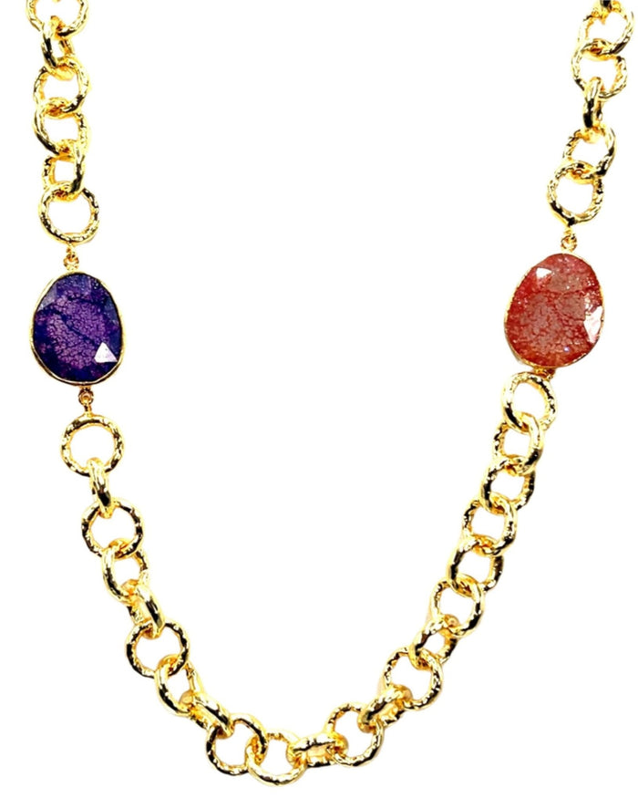 Style the Double Gemstone Gold Plated Necklace exclusively at Born To Glam