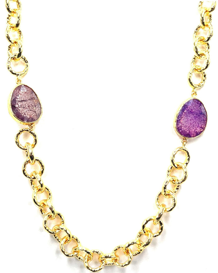 Style the Double Gemstone Gold Plated Necklace exclusively at Born To Glam