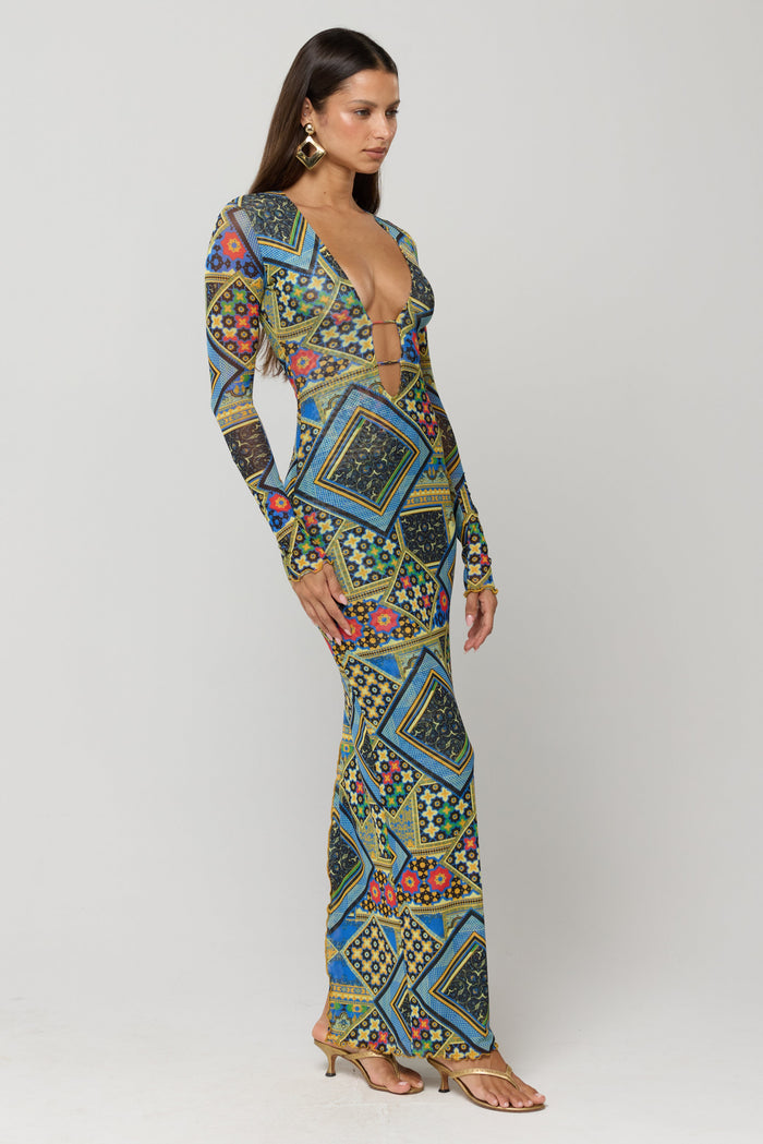 This is an image of Esme Dress in Casino - RESA featuring a model wearing the dress