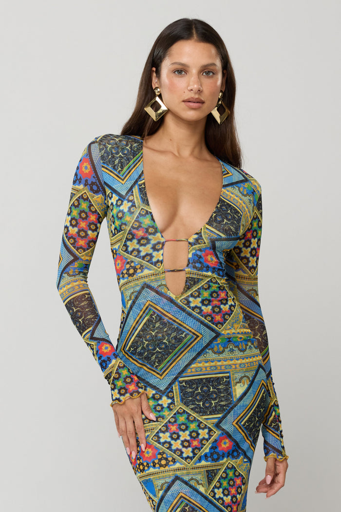 This is an image of Esme Dress in Casino - RESA featuring a model wearing the dress