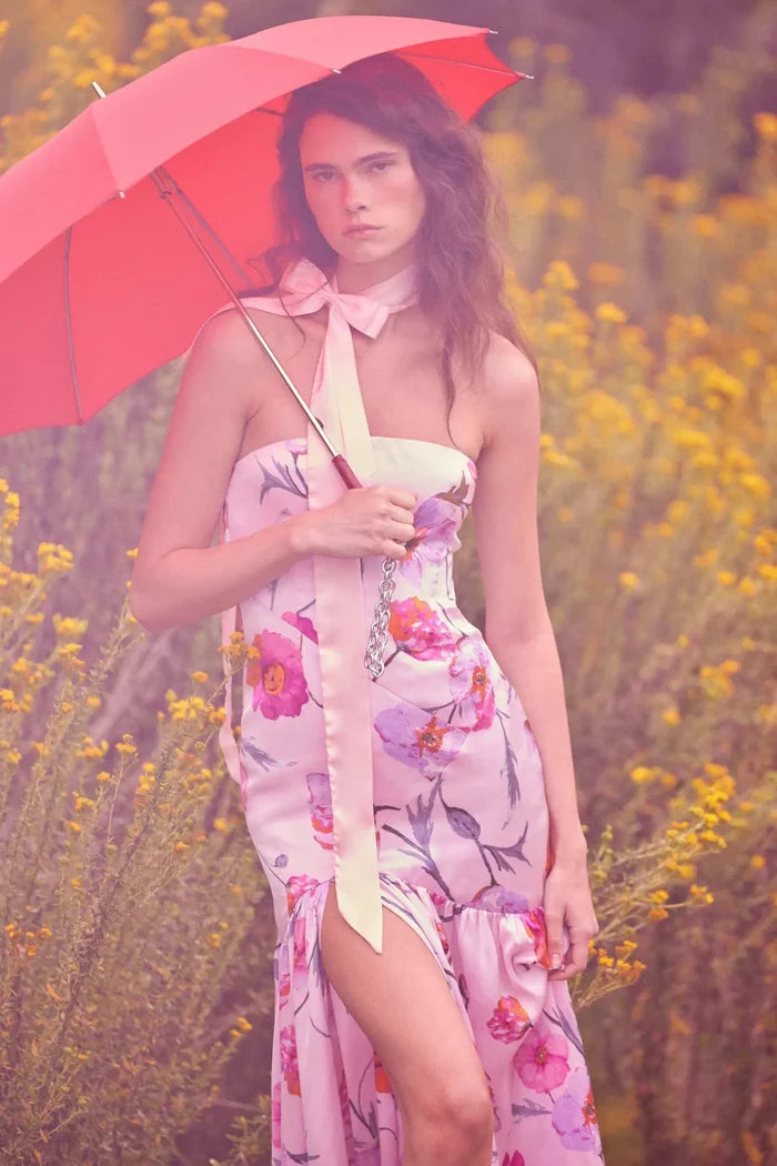 Eternal Spring Floral Satin Strapless Maxi Dress - ShopPromesa