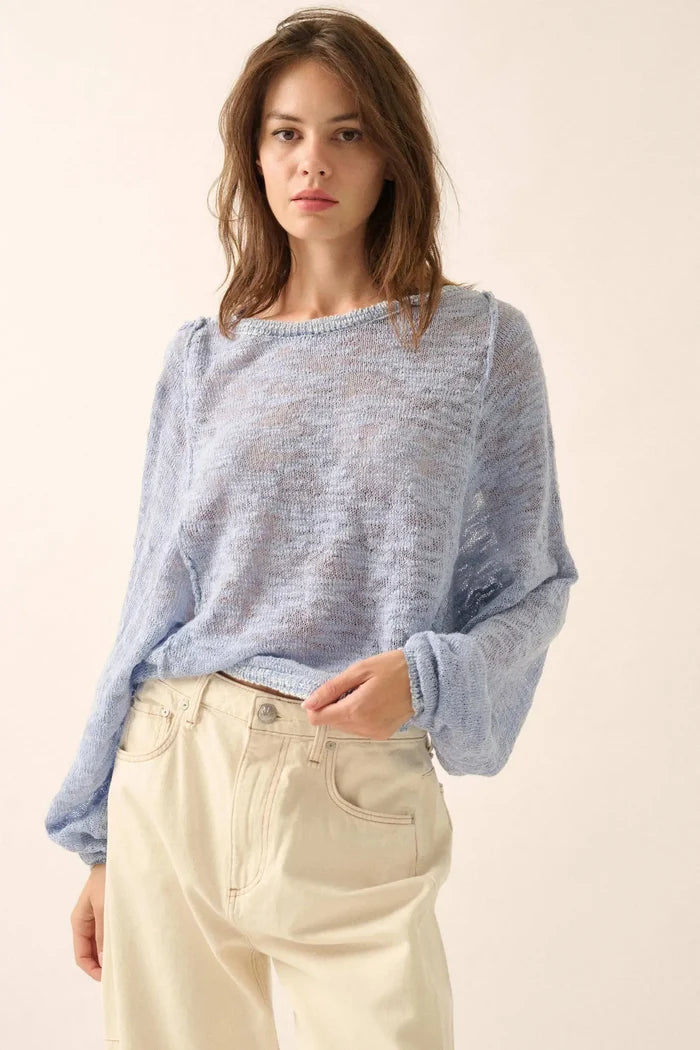Feels So Good Burnout Knit Dolman-Sleeve Sweater - ShopPromesa