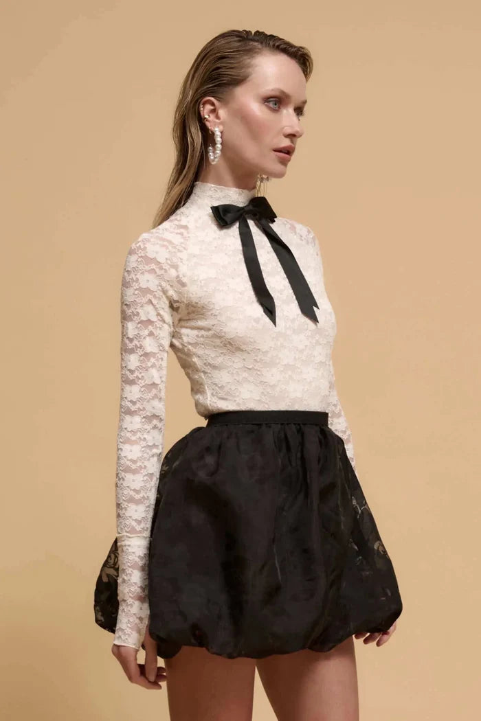 Flower by Night Floral Burnout Bubble Mini Skirt - ShopPromesa